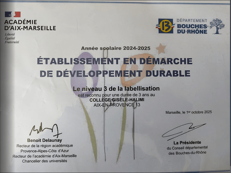 E3D: NOTRE COLLEGE MIS A L&rsquo;HONNEUR POUR SON&nbsp;ENGAGEMENT
